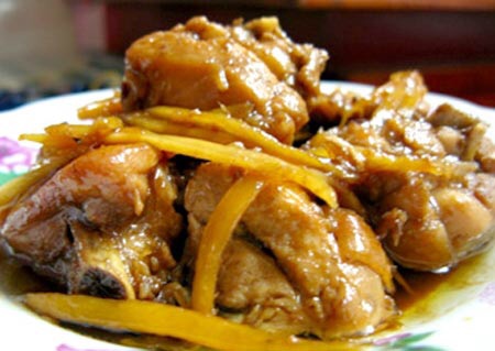 Chicken slow cooked with ginger